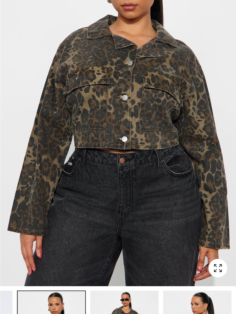 💕 sale 💕 Fashion Nova Olive & Black Leopard Cropped Bomber Jacket